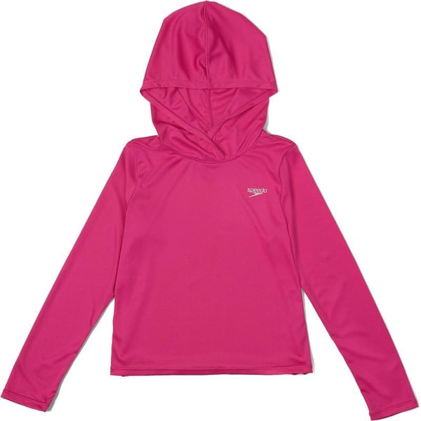 Speedo Girls Uv Swim Shirt Long Sleeve RashguardHooded Rose Violet