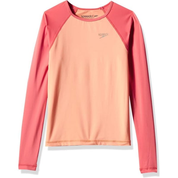 Speedo Girls Uv Swim Shirt Long Sleeve RashguardHot Apricot