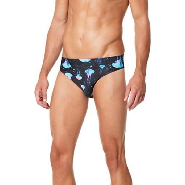 Speedo Mens Swimsuit Brief Endurance Lite Turnz PrintedDiscontinuedBlackBlue Jelly