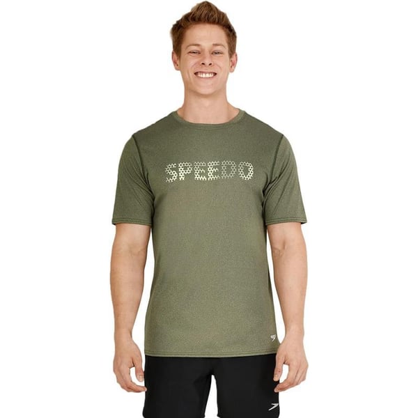 Speedo Mens Uv Swim Shirt Graphic Short Sleeve TeeHexalator Douglas Fir