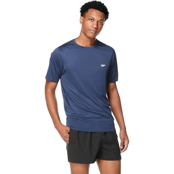 Speedo Mens Uv Swim Shirt Graphic Short Sleeve TeeHorizon Peacoat