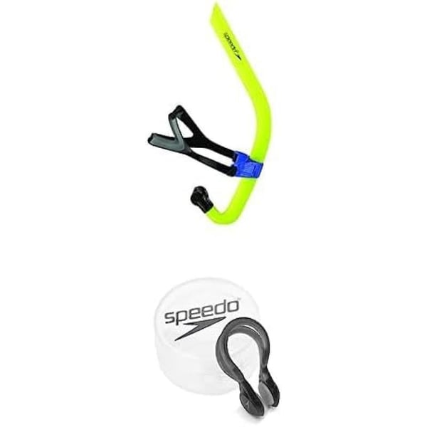 Speedo UnisexAdult Swim Training Snorkel Bullet HeadShocking Lime Bullet Head Snorkel  Charcoal Nose Clip