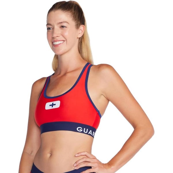 Speedo Womens Guard Sport Bra Swimsuit TopTeam Red