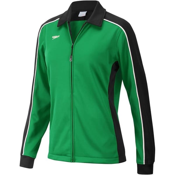 Speedo Womens Jacket Full Zip Collard Streamline Team Warm UpBlackGreen