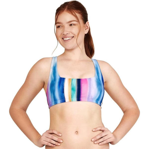 Speedo Womens Swimsuit Bikini Top Adjustable Square NeckRainbow Stripe