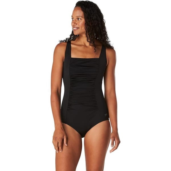 Speedo Womens Swimsuit One Piece Endurance Shirred Tank Moderate CutAnthracite