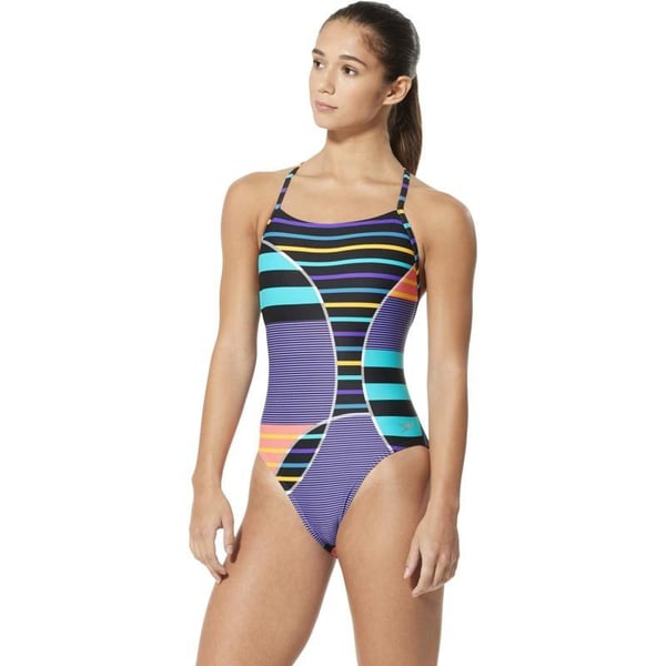 Speedo Womens Swimsuit One Piece Prolt Relay Back PrintedDiscontinuedStellar Stripe Multi