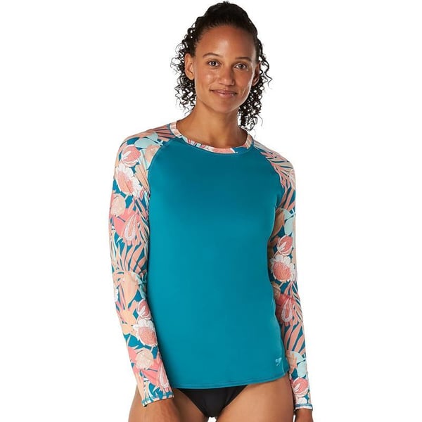 Speedo Womens Uv Swim Shirt Long Sleeve RashguardDeep Lake