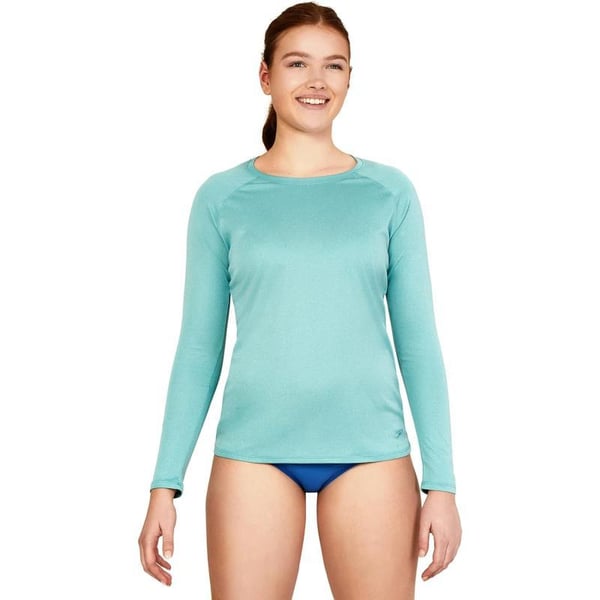 Speedo Womens Uv Swim Shirt Long Sleeve RashguardHeather Porcelain