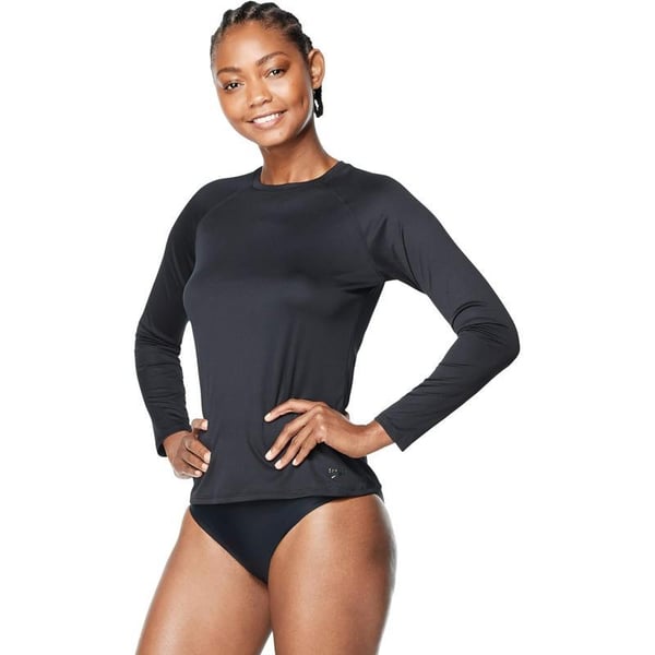 Speedo Womens Uv Swim Shirt Long Sleeve RashguardNew Speedo Black