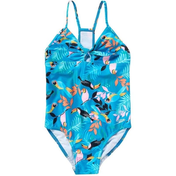 Speedo Girls Thin Strap One Piece SwimsuitBlueCapri Breeze