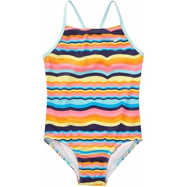 Speedo Girls Thin Strap One Piece SwimsuitRainbow