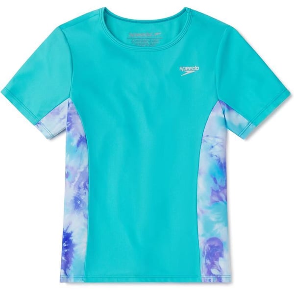 Speedo Girls UV Swim Shirt Short Sleeve Printed RashguardUv Swim Shirt Short Sleeve Printed Rashguard Scuba Blue