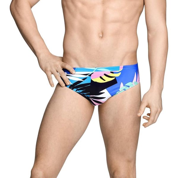 Speedo Mens Swimsuit Brief Endurance Lite Turnz PrintedBlackTurquoise