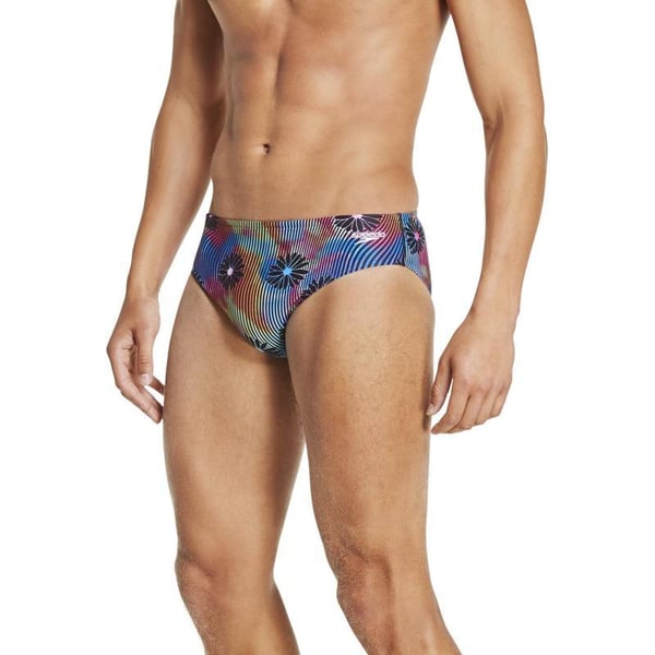 Speedo Mens Swimsuit Brief Endurance Lite Turnz PrintedBlue Lemonade