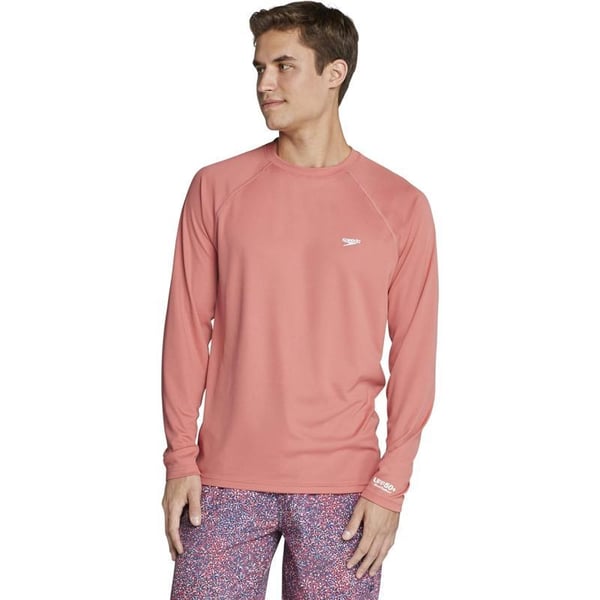 Speedo Mens Uv Swim Shirt Easy Long Sleeve Regular FitFaded Rose