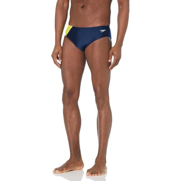 Speedo PowerFLEX Eco Revolve Splice Mens Brief SwimsuitNavyGold