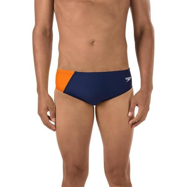 Speedo PowerFLEX Eco Revolve Splice Mens Brief SwimsuitNavyOrange