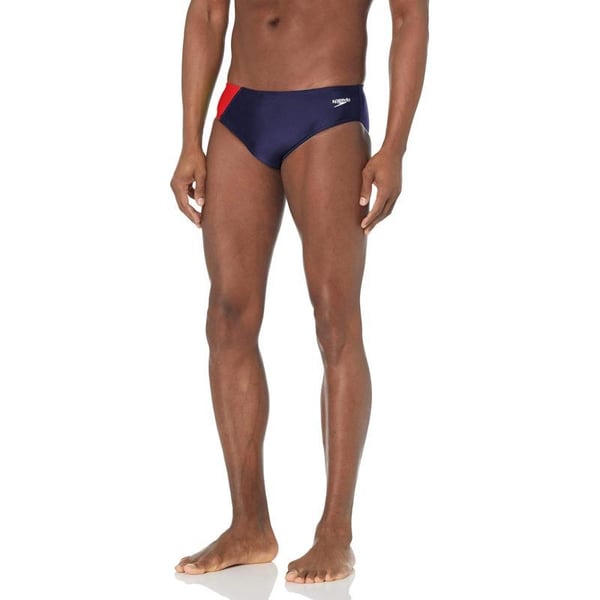 Speedo PowerFLEX Eco Revolve Splice Mens Brief SwimsuitNavyRed