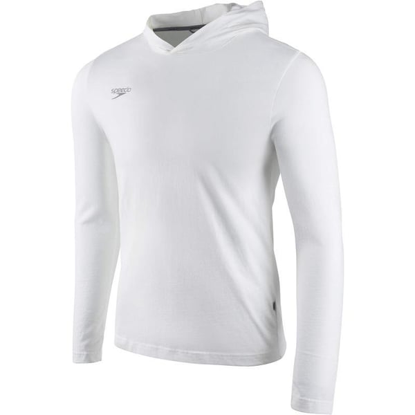 Speedo UnisexAdult TShirt Long Sleeve Hoodie Pull Over Team Warm UpWhite