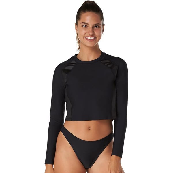 Speedo Womens Uv Swim Shirt Long Sleeve RashguardCrop Sheen Speedo Black