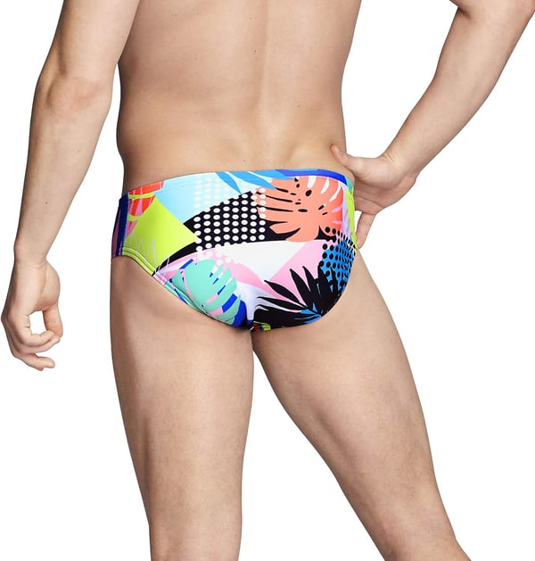 Speedo Mens Swimsuit Brief Endurance Lite Turnz PrintedBlackTurquoise