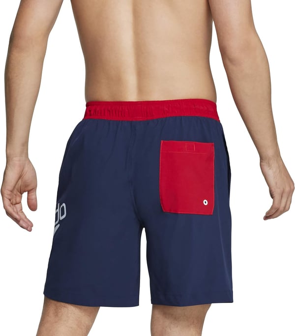 Speedo Mens Swim Trunk Mid Length Redondo SolidRedWhiteBlue