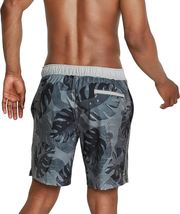 Mens Swim Trunk Knee Length Boardshort Bondi Printed18 Palm Monument