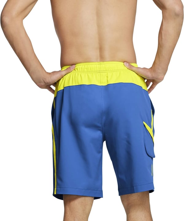 Speedo Mens Swim Trunk Knee Length Marina Edge SolidBlueYellow