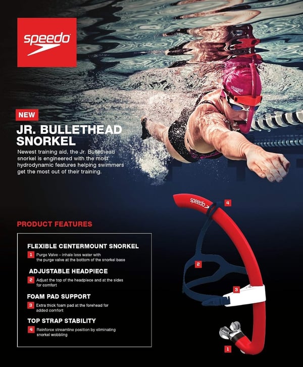 Speedo Bullet Head Swimmers SnorkelSwim Training Jr Snorkel Bullet Head Speedo Red