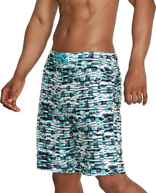 Mens Swim Trunk Knee Length Boardshort Bondi Printed20 Data Porcelain