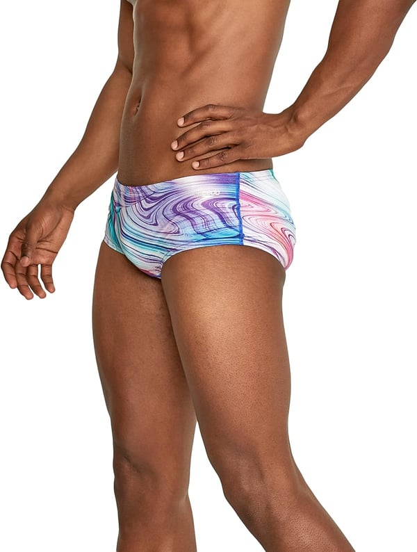 Speedo Mens Swimsuit Euro Brief Endurance PrintedMisty Mrable