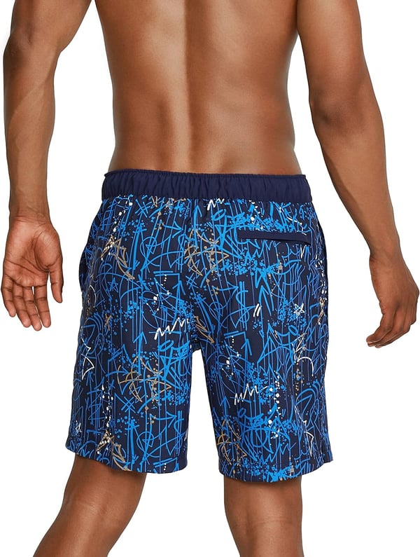 Mens Swim Trunk Knee Length Boardshort Bondi Printed18 Spray Vallarta Blue