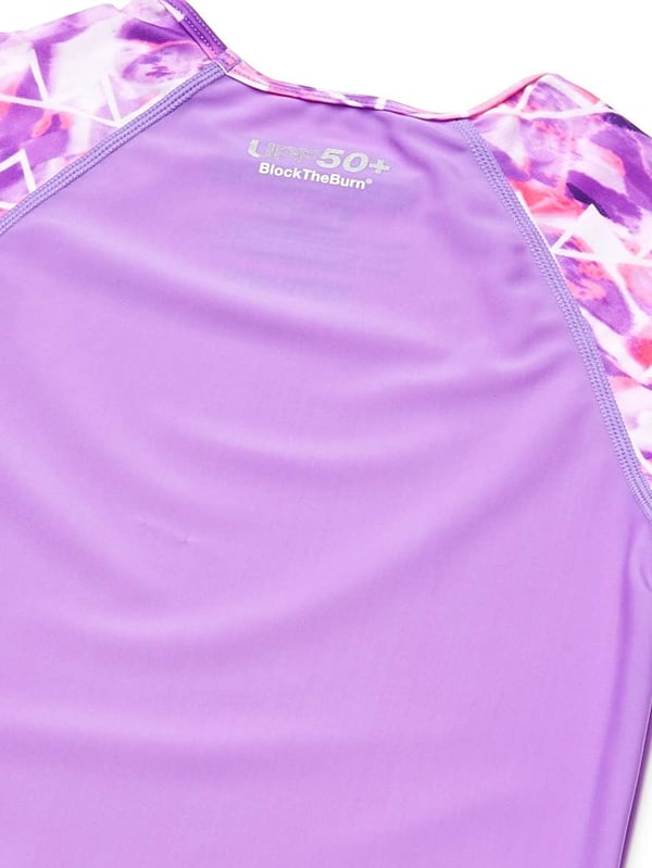 Speedo Girls UV Swim Shirt Short Sleeve Printed RashguardUv Swim Shirt Short Sleeve Printed Rashguard Sweet Taro