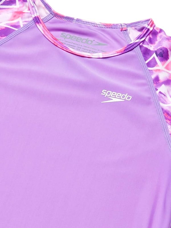 Speedo Girls UV Swim Shirt Short Sleeve Printed RashguardUv Swim Shirt Short Sleeve Printed Rashguard Sweet Taro