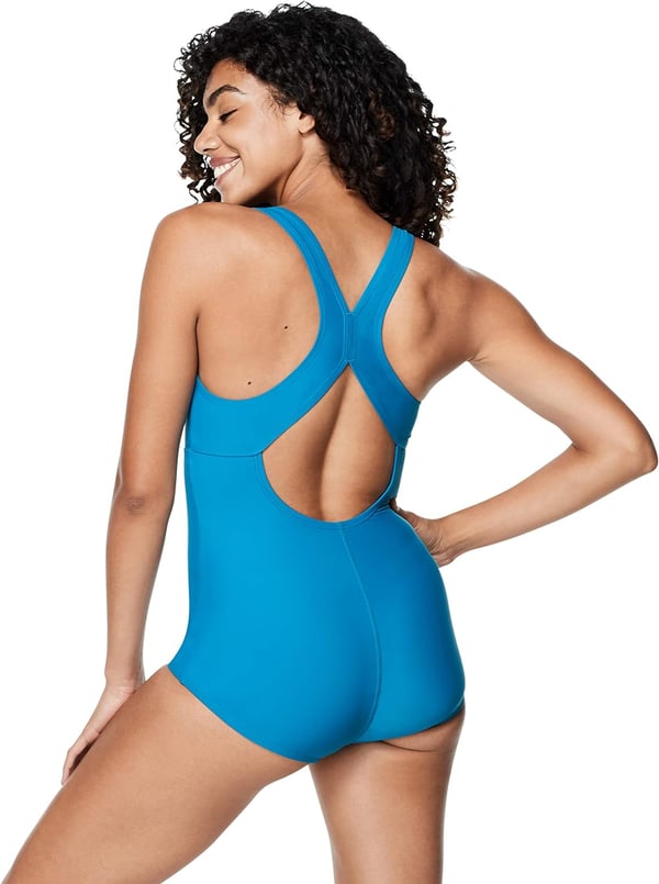 Speedo Womens Swimsuit One Piece Creora Highclo TouchbackOcean Depths