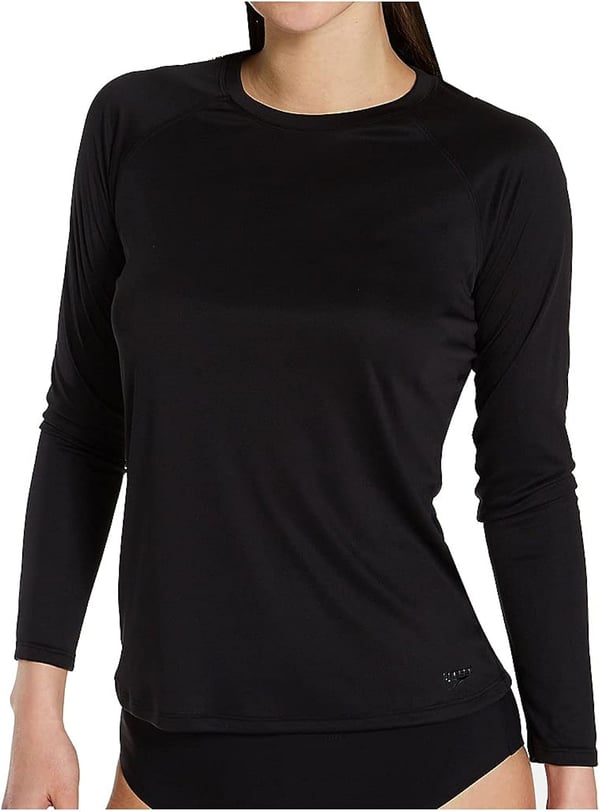 Speedo Womens Uv Swim Shirt Long Sleeve RashguardNew Speedo Black