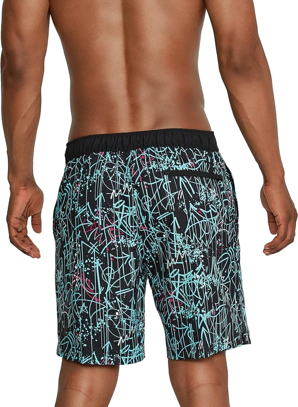 Mens Swim Trunk Knee Length Boardshort Bondi Printed18 Spray Porcelain