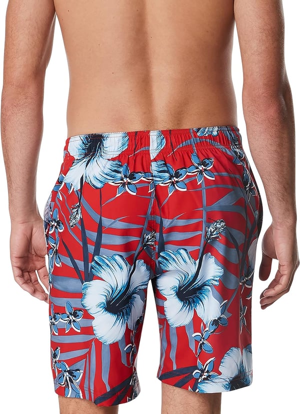 Mens Swim Trunk Knee Length Boardshort Bondi Printed20 Hover RedBlue