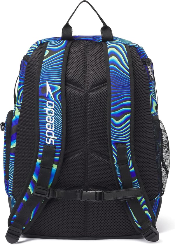 imageSpeedo Unisex Large Teamster 20 Backpack 35Liter  Speedo BlackTrue Cobalt Neon Depths