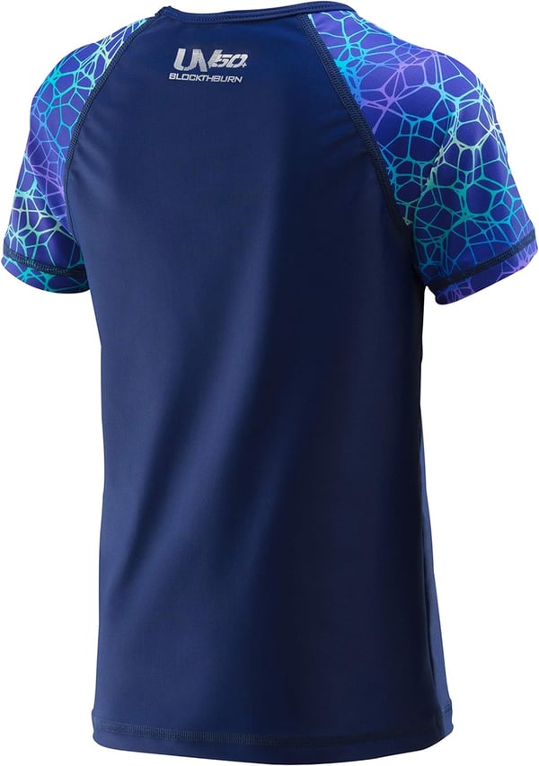 Speedo Girls UV Swim Shirt Short Sleeve Printed RashguardUv Swim Shirt Short Sleeve Printed Rashguard Blue Harmony