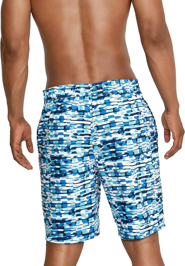 Mens Swim Trunk Knee Length Boardshort Bondi Printed20 Data Palace Blue