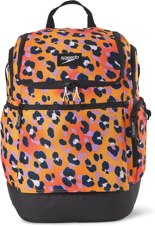 imageSpeedo Unisex Large Teamster 20 Backpack 35Liter  Speedo BlackCheetah Orange Pop 20