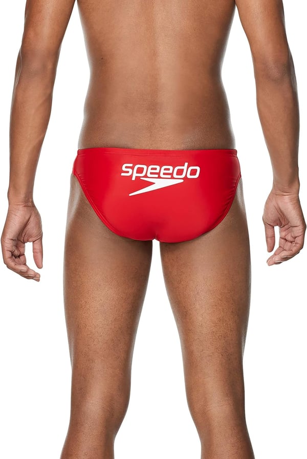 Speedo Mens Swimsuit Brief PowerFlex Eco SolarLogo High Risk Red