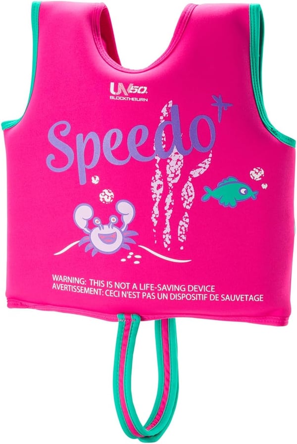 Speedo Kids Begin to Swim Flotation Classic Life Vest UPF 50Sapphire Blue Printed