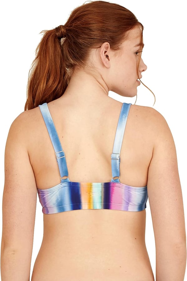 Speedo Womens Swimsuit Bikini Top Adjustable Square NeckRainbow Stripe