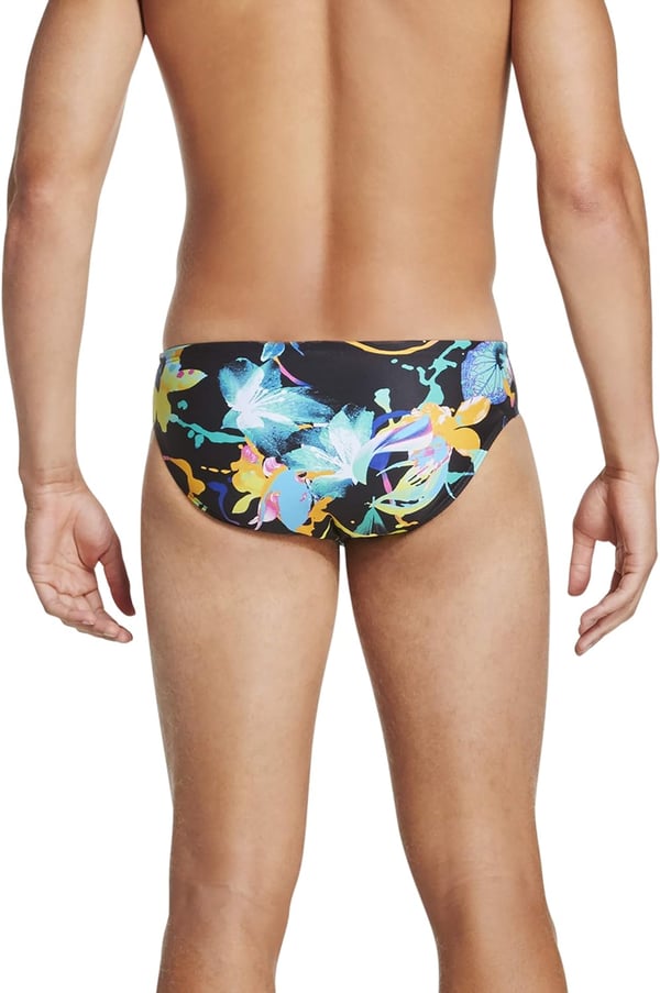 Speedo Mens Swimsuit Brief Endurance Lite Turnz PrintedBlackYellow