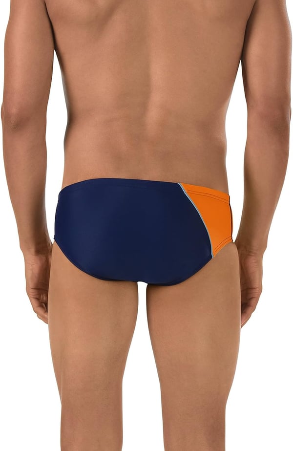 Speedo PowerFLEX Eco Revolve Splice Mens Brief SwimsuitNavyOrange