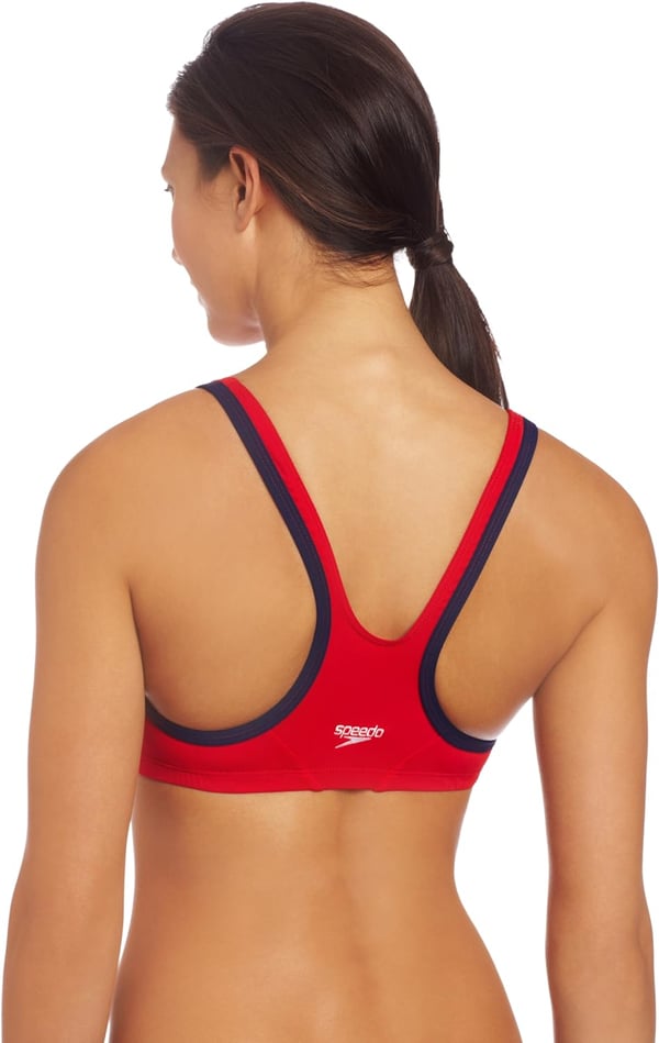 Speedo Womens Guard Sport Bra Swimsuit TopSpeedo Red