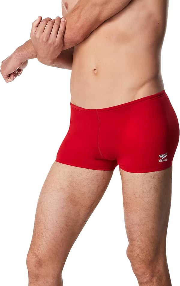 imageSpeedo Mens Swimsuit Square Leg Endurance SolidHigh Risk Red